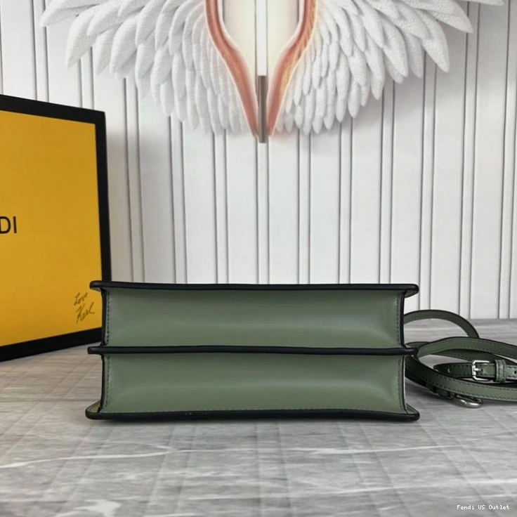 Affordable HOT Fendi Leather Bag Mini Peekaboo Green In Calf Cut 0825